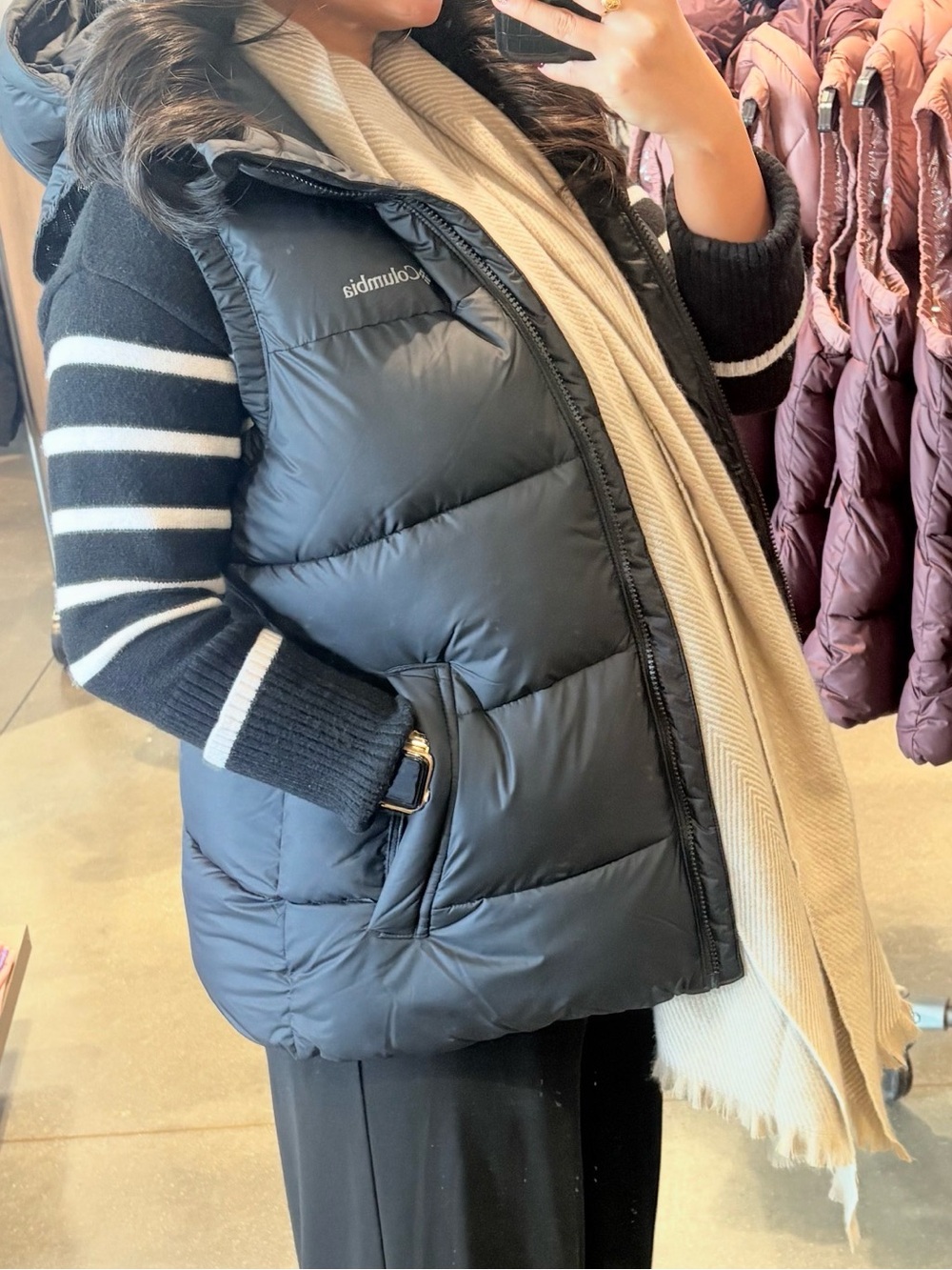 Columbia Black Quilted Puffer Vest with Hood